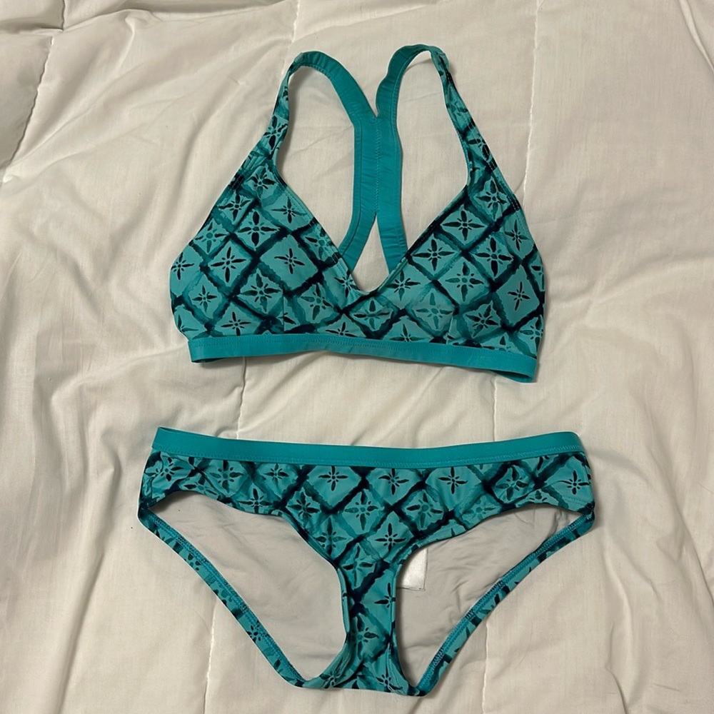 Patagonia women swim set blue pattern sz XS
